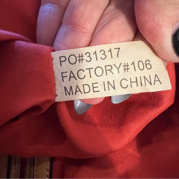 Adrienne Vittadini Brown and Tan Backpack with Orange‎ Trim Drawstring, Magnetic - Picture 13 of 13